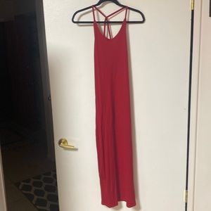 Backless red dress